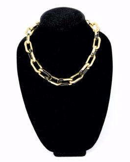Alfani Gold-Tone & Black Acrylic Large Link Necklace