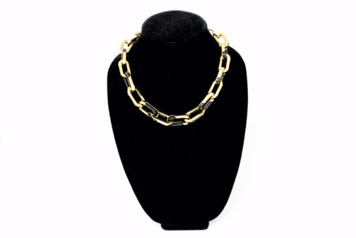 Charm & Lovely introduces Alfani Gold-Tone & Black Acrylic Large Link Necklace, size 20" inches + 2" inch extender.