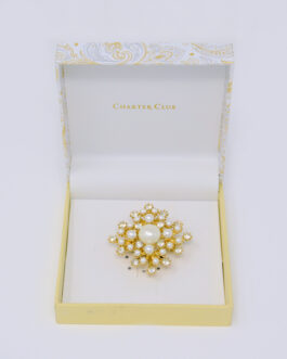 Charter Club Gold-Tone & Imitation Pearl Cluster Pin