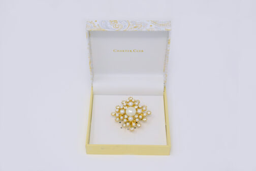 Charter Club Gold-Tone & Imitation Pearl Cluster Pin