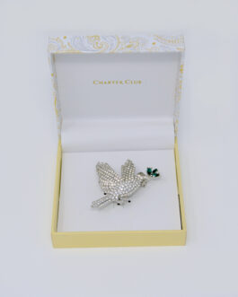 Charter Club Silver-Tone Crystal Dove with Olive Branch Pin