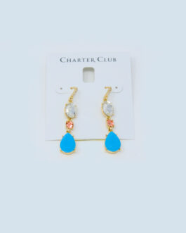 Charter Club Gold-Tone Crystal China Blue Drop Earrings