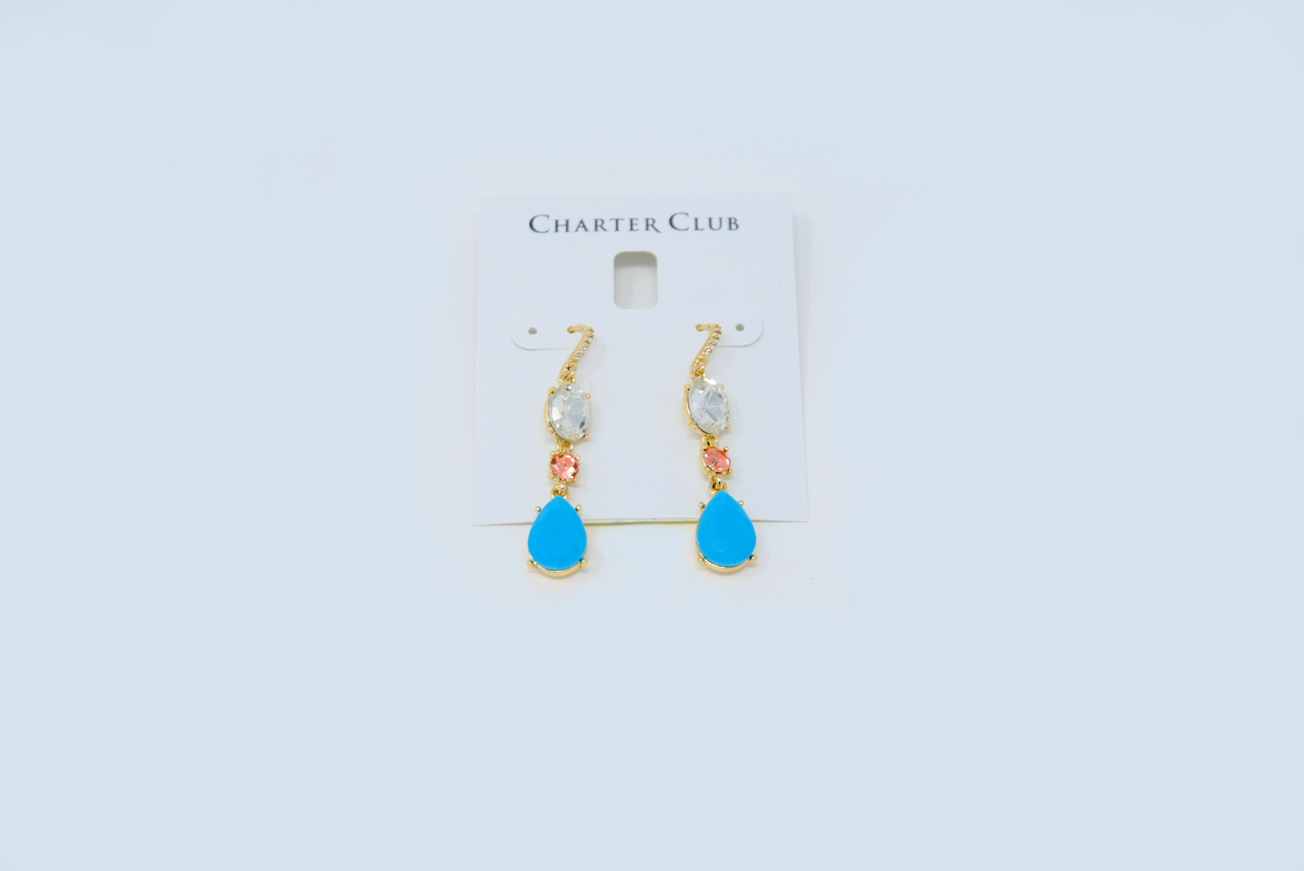 Charm & Lovely Quality Fashion Accessories introduces Charter Club Gold-Tone Crystal China Blue Drop Earrings