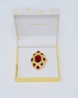 Charter Club Gold-Tone Pave & Red Stone Infinity Pin