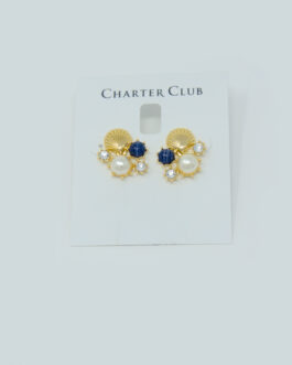 Charter Club Gold-Tone Shell Stone & Imitation Pearl Stud Earrings