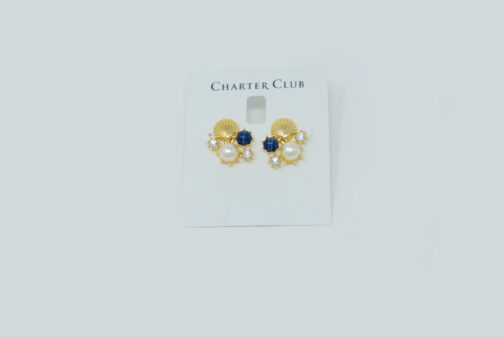 Charm & Lovely Quality Fashion Accessories introduces Charter Club Gold-Tone Shell, Crystal, Stone & Imitation Pearl Cluster Stud Earrings