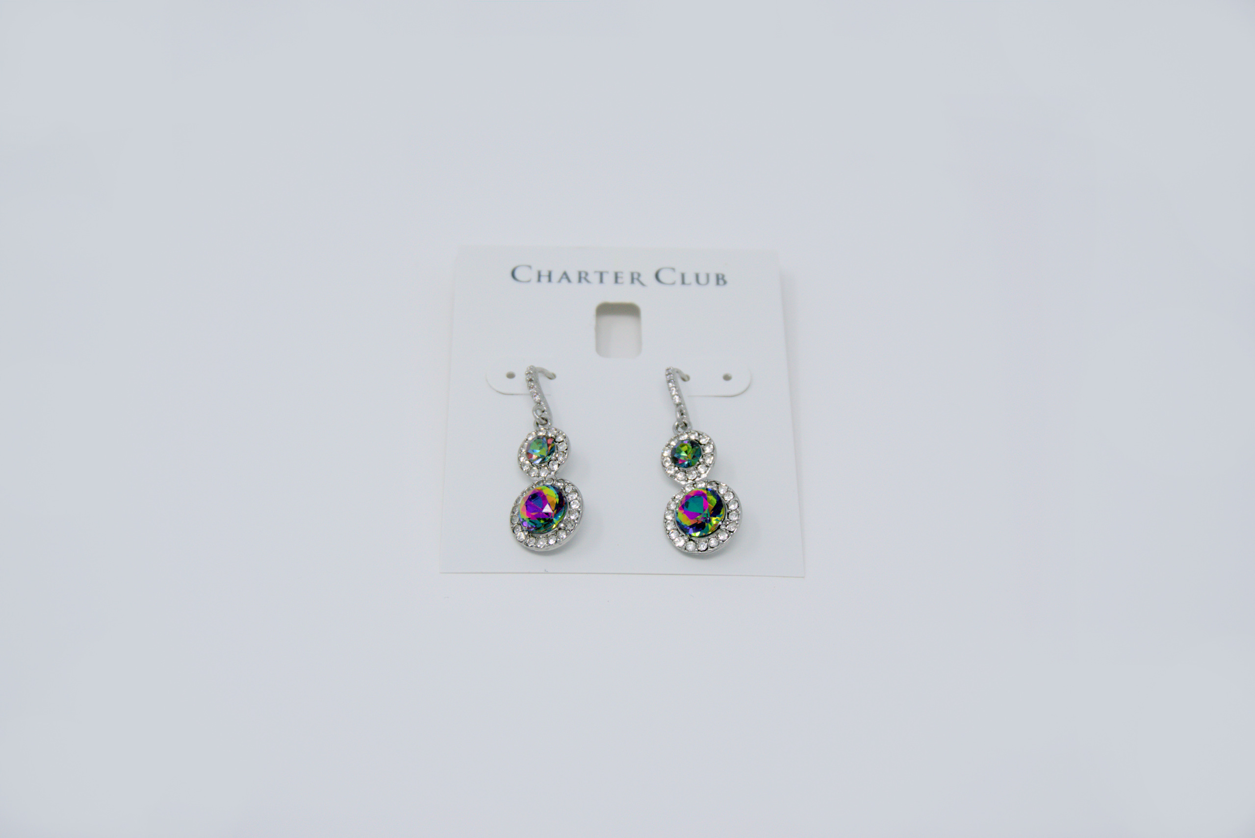 Charm & Lovely introduces Charter Club Silver-Tone Pave & Stone Halo Double Drop Earrings