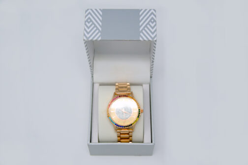 Charm & Lovely Quality Fashion Accessories I.N.C Gold Tone Women's Watch with Multi color gem, top view