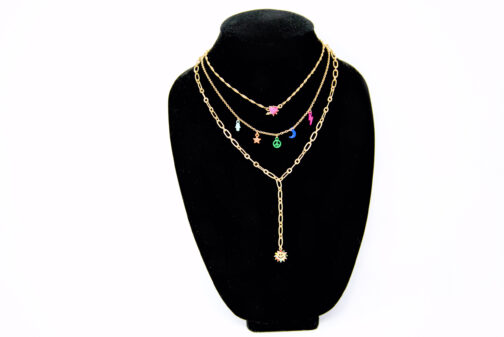 Charm & Lovely introduces INC Gold-Tone Heart Crystal & Multicolor Charm Layered Lariat Necklace, Shortest chain length: 16" inches + 3" inch extender; longest chain length: 20" inches; approx. frontal drop: 6" inch