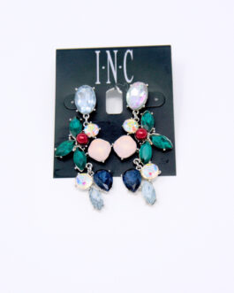 I.N.C Silver-Tone Multicolor Stone Holly Linear Drop Earrings