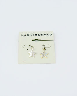 Lucky Brand Silver-Tone Mini Pave Star Drop Earrings