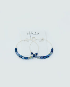 Style & Co Blue Colored Bead Oval Hoop Earrings