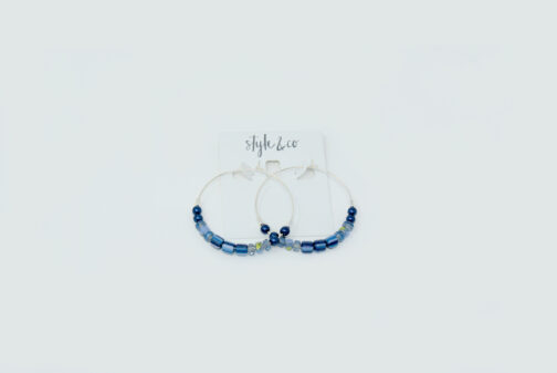 Charm & Lovely Quality Fashion Accessories introduces Style & Co. Blue Colored Beads Oval Hoop Earrings