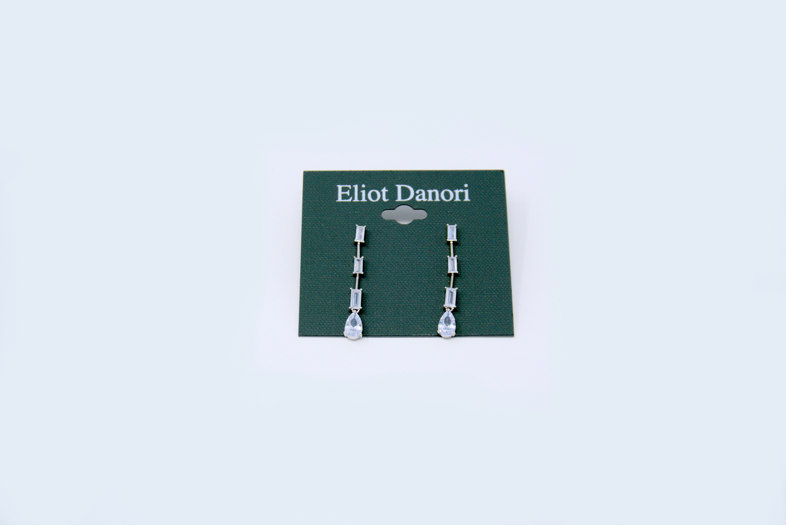 Charm & Lovely quality fashion accessories introduces Eliot Danori Cubic Zirconia Drop Earrings, Set in silver plated brass metal, cubic zirconia, Approx. diameter: 1.37", Post closure