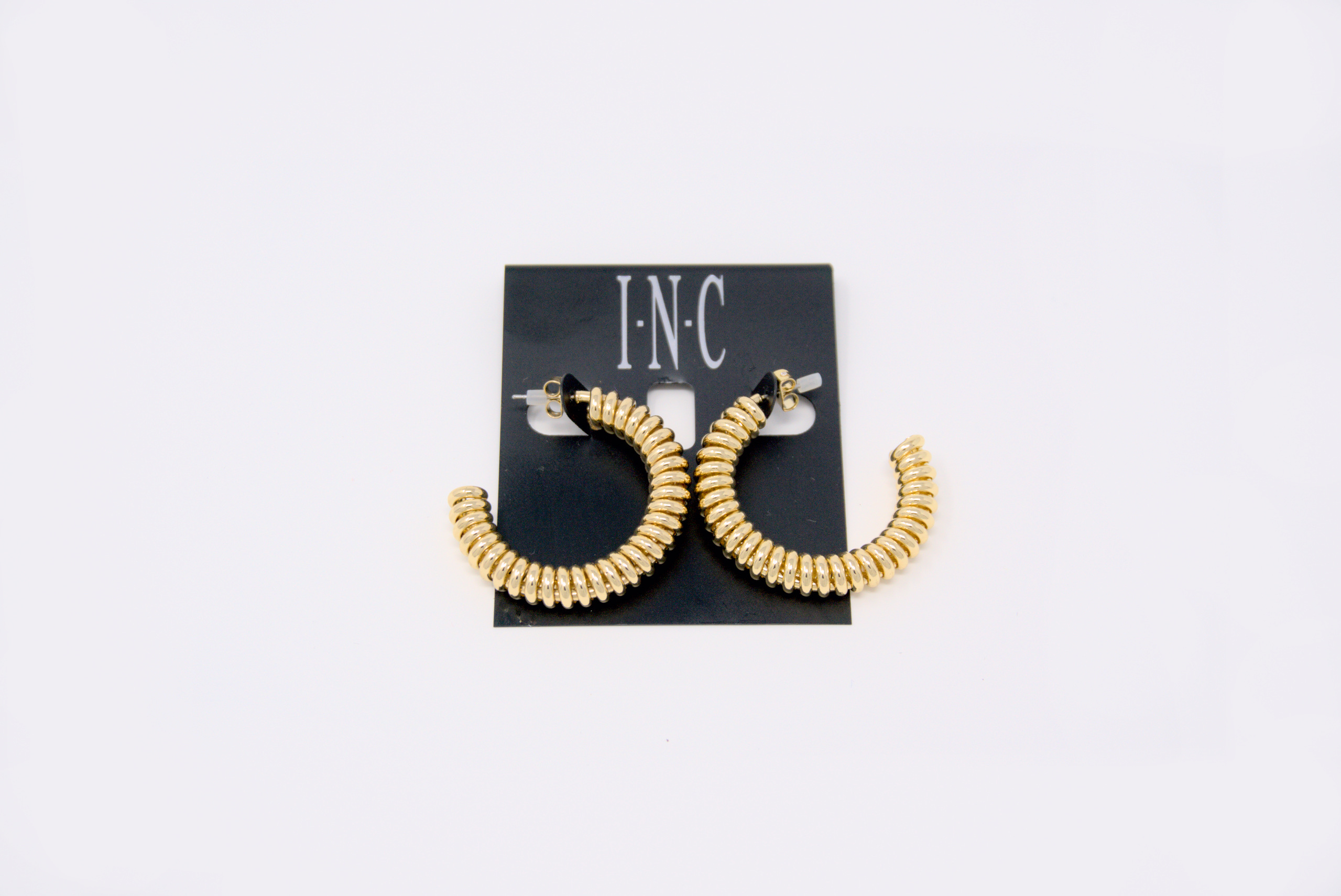Charm & Lovely introduces INC Gold-Tone Medium Spiral C-Hoop Earrings, 1.55, Post back closure