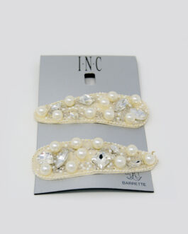 I.N.C Silver-Tone Crystal & Imitation Pearl Hair Barrette Set