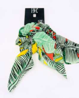 Charm and Lovely Quality Fashion Accessories introduces INC long tail hair tie, color green with forest pattern