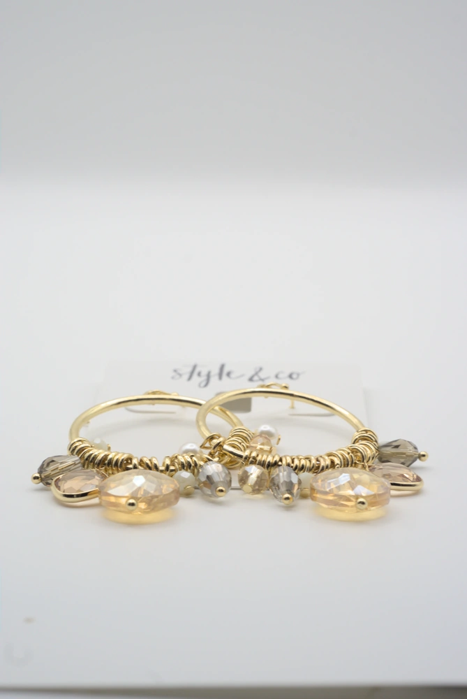 Style & Co Gold-Tone Shake Beads Drop Earrings Closeup View