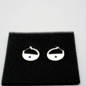 Lucky Brand Silver-Tone Blue & Red Pave Sliced Hoop Earrings Top View