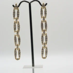 Incorporated Concepts Gold-Tone Pave Link Linear Drop Earrings Front View