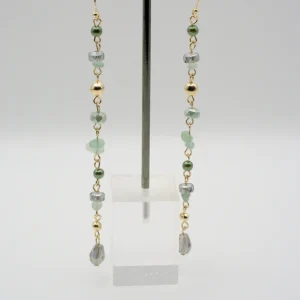 Style & Co Green Mixed Bead Linear Drop Earrings Front View